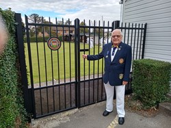 President Roy Bannister at our new entrance gates.