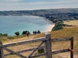 And finally turning off down the steep hill to Swanage Bay and a paddle. ©EH
