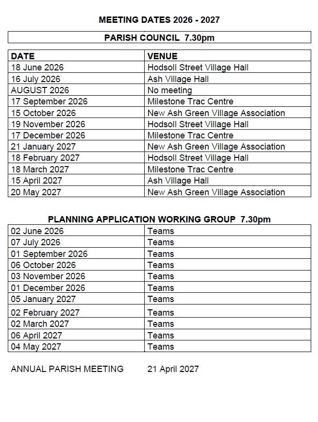 Meeting Dates for 2026-27