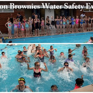 Overton Brownies working for their Water Safety Badge