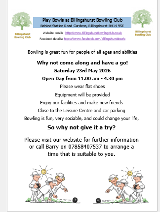 Billingshurst Bowling Club 2026 Open Day