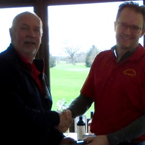 Tim presents Captain Trevor with the runner up prize, well done partner!