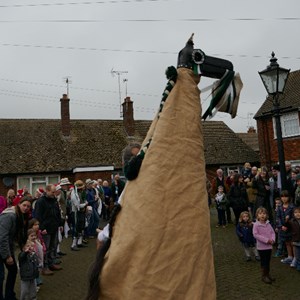Morris dancers wooden horse