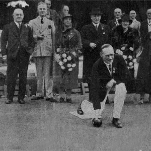 The Mayor of Croydon bowling the first bowl
