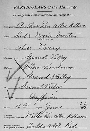 KELLUM Arthur Van Allan Kellum - Marriage
