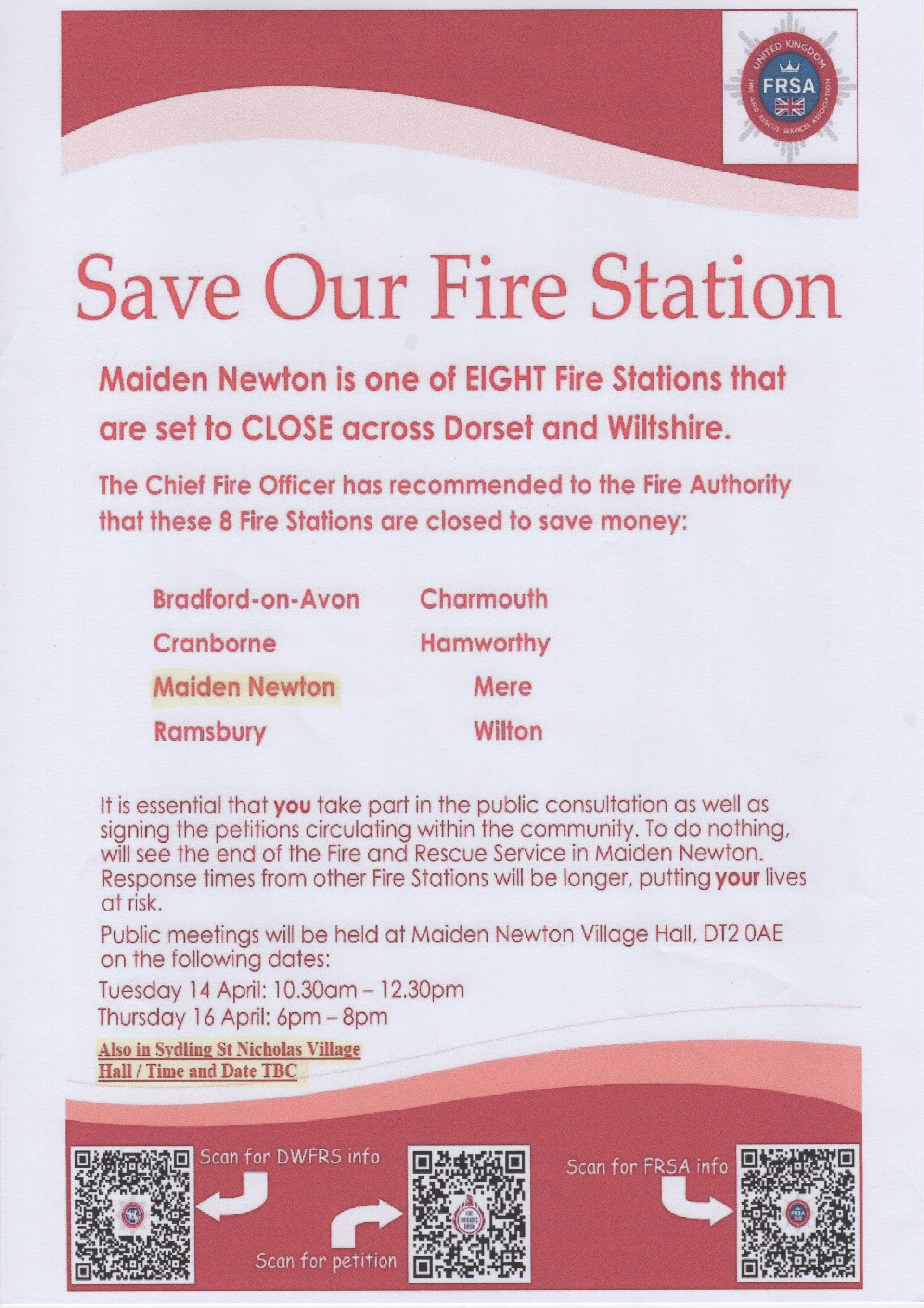 A PUBLIC MEETING WILL TAKE PLACE IN SYDLING VILLAGE HALL HOSTED BY ANDREW ELLIOTT /  TIME AND DATE TO BE CONFIRMED