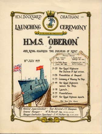The Launch Ceremony Programme of HMS/M Oberon. [image credit - N Jennings]