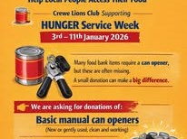 So the theme was hunger LP Deb came up with this appeal and 150 can openers were dropped to the food bank with a cheque for £200