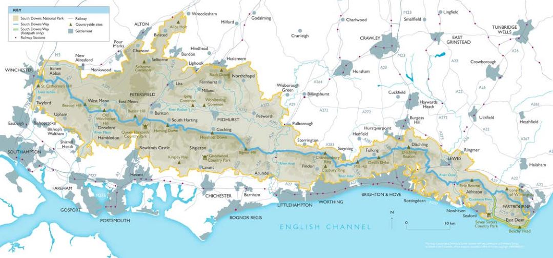 Map of the South Downs National Park