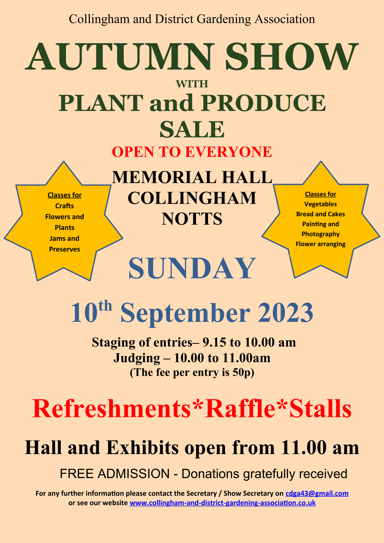 Collingham and District Gardening Association 2023 AUTUMN SHOW