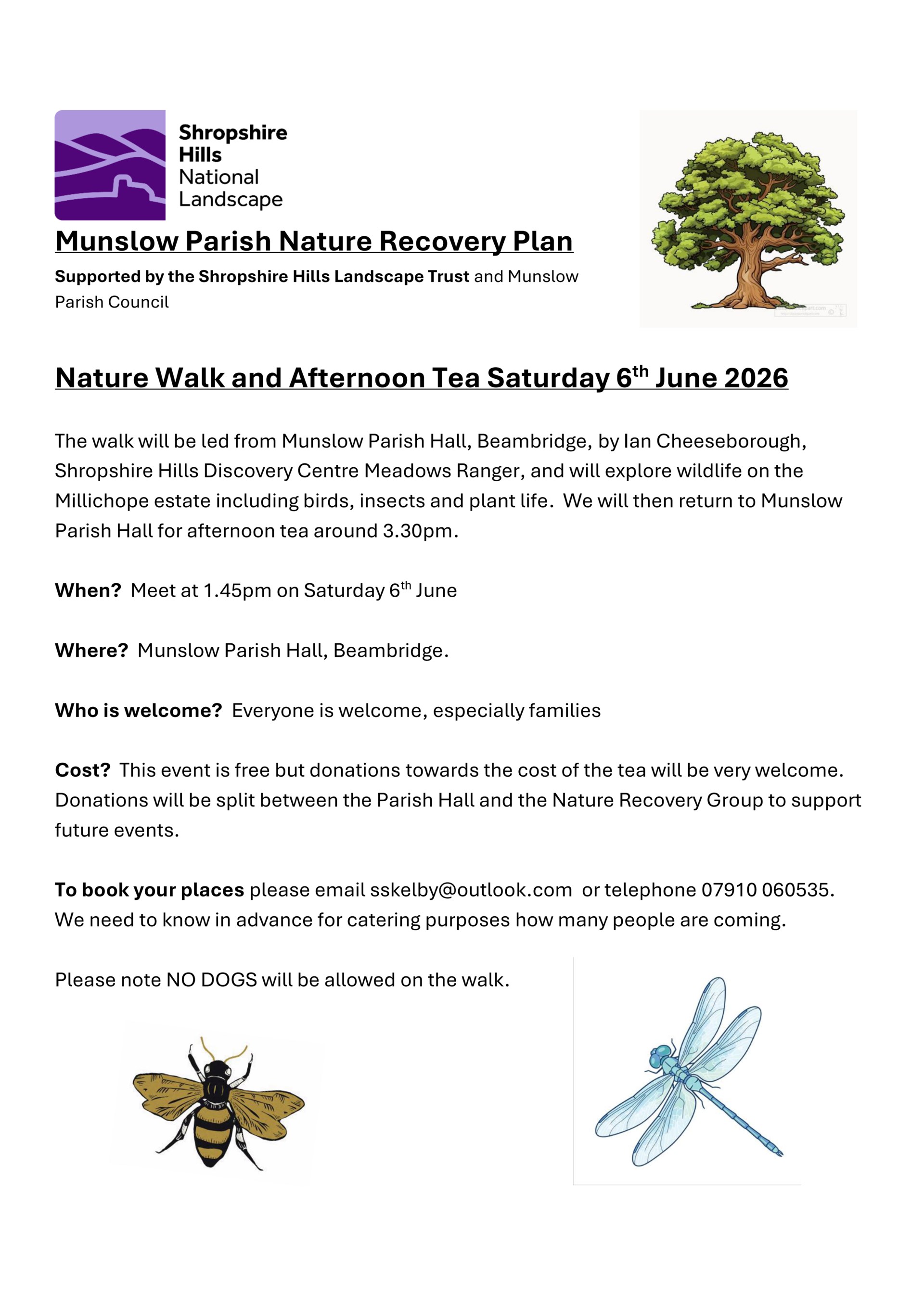 Munslow Parish Council 6th June Nature walk and Afternoon tea