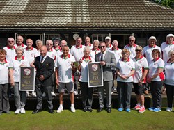 Croydon League Winners with Cup and presented with new bowling mats