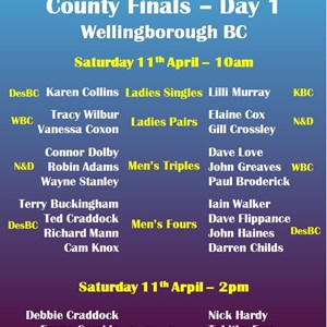 Northamptonshire Indoor Bowling Association County Competitions Finals Weekend