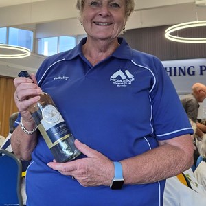Felicity Thurcott joint winner of the afternoon, accepting her prize