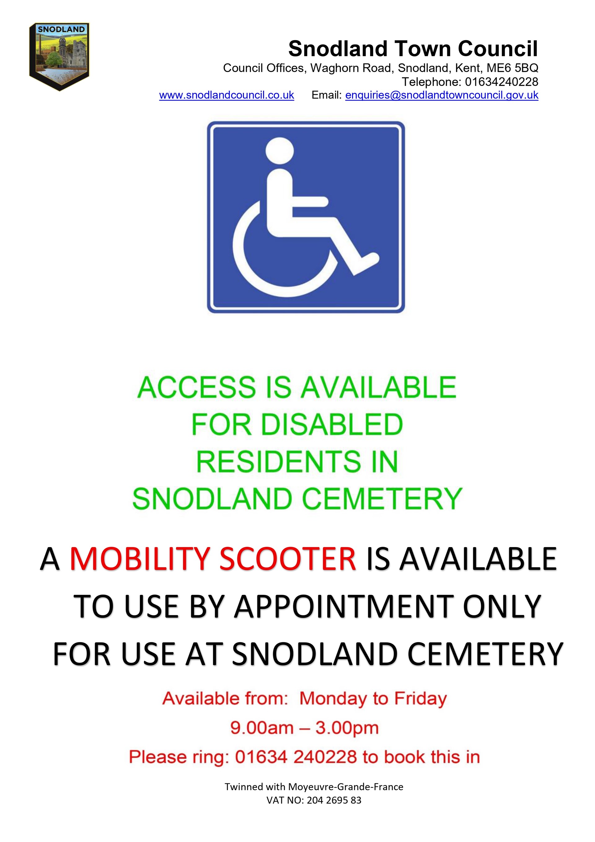 Access is Available for disabled residents in Snodland Cemetery