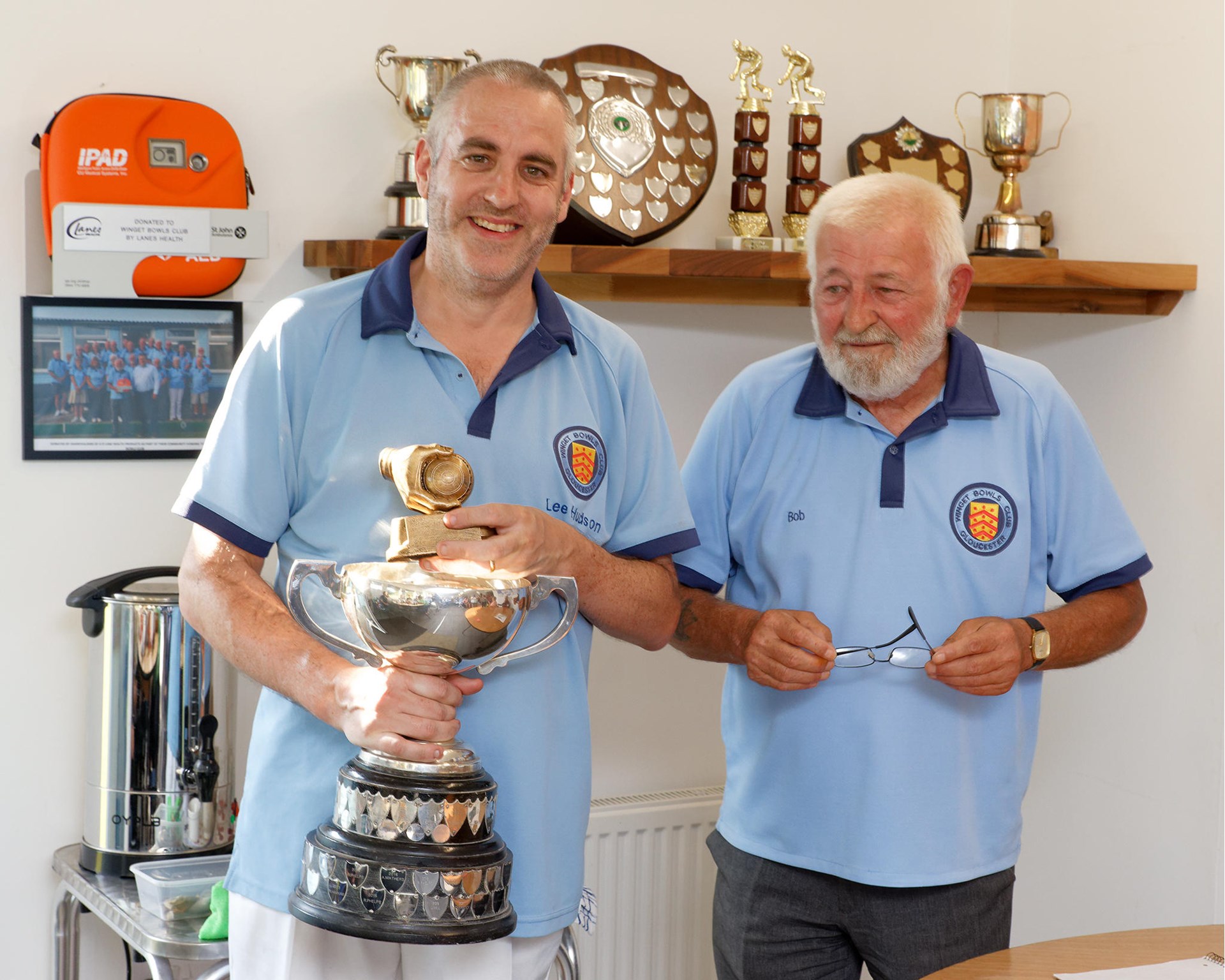 Lee Hudson won the Singles trophy. Seen here with the Club Captain, Bob Redding, who presented the trophies