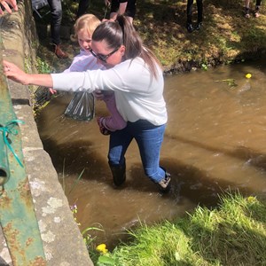 Stancey fully immersed in last year's Hog Roast!