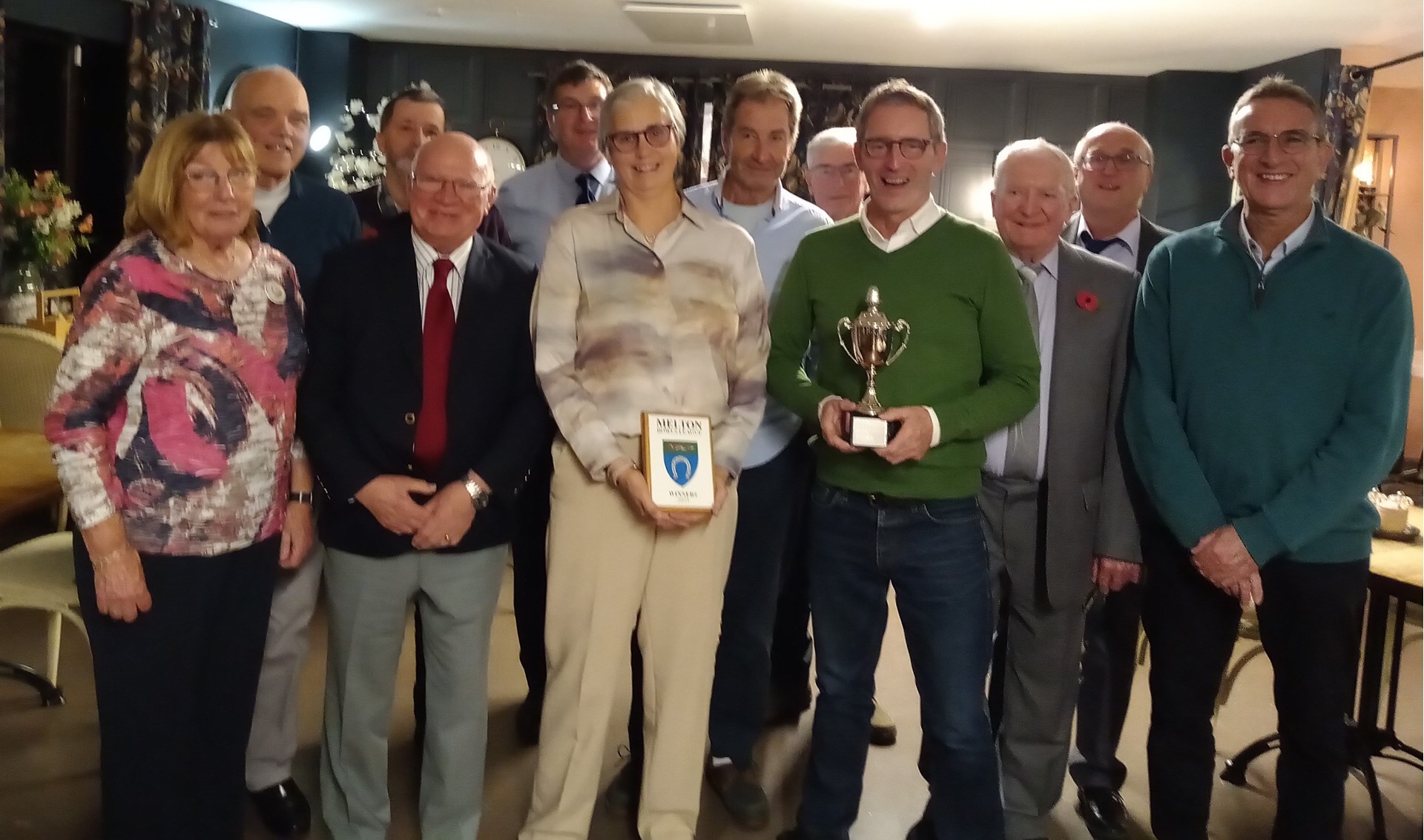 Melton Triples winners 2025 L-R Jeannie Hutton, Bruce Acock, Jonny Abbott, Andy Williamson, Jack Warner, Captain Liz Dyer, John Cox, Roy Hosmer, James Murphy, John Mitchell, Richard Lambert & Tony Ansell