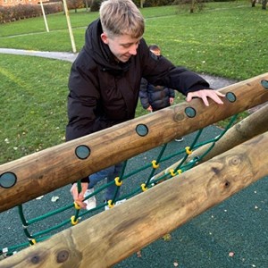 ...over the Scramble Net Log Climber