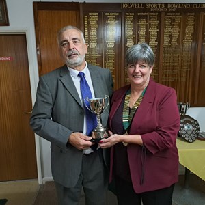 Mixed Pairs winners, Mike; Evelyn was absent