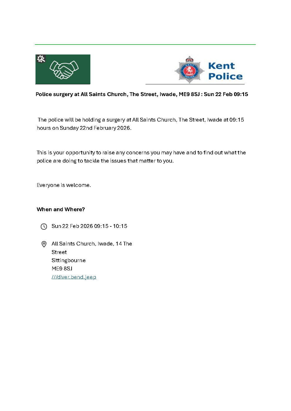 Iwade Parish Council Drop in Surgeries