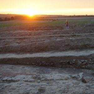 Matt and  Alice still recoding as the sun goes down after the Open Day