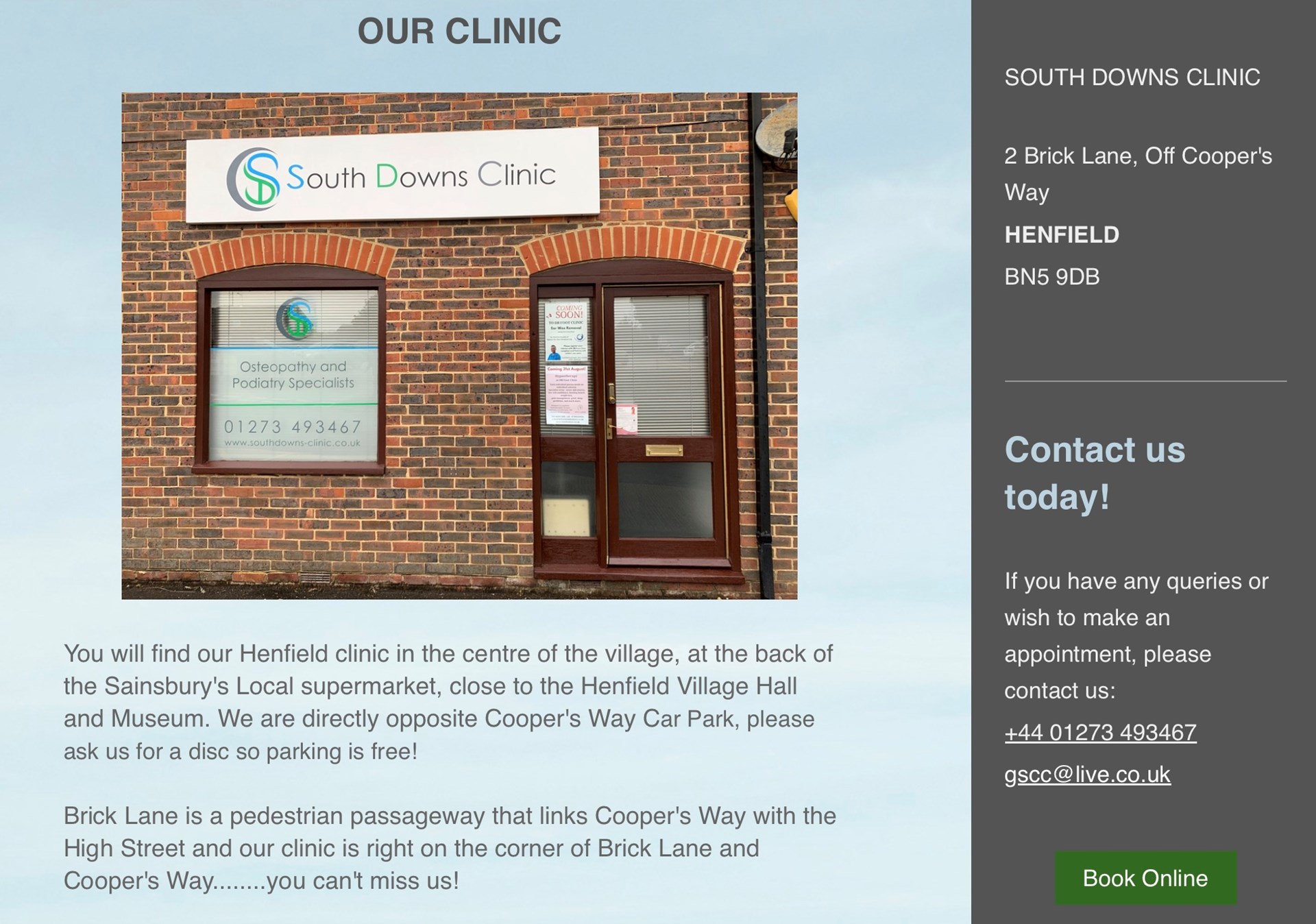 South Downs Clinic Website