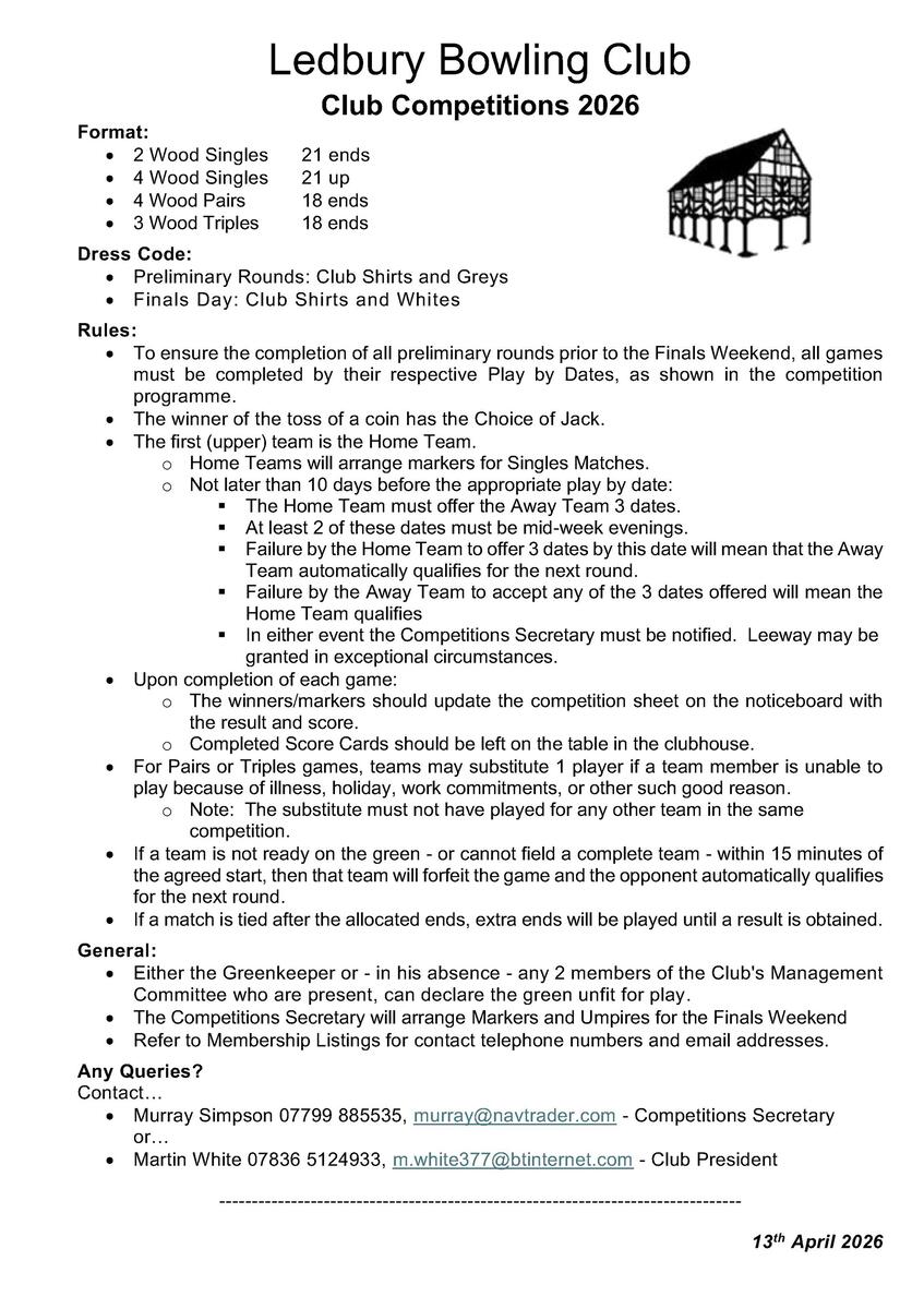 Ledbury Bowling Club Rules & Information