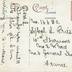 POst card to Pte Leonard Priestley