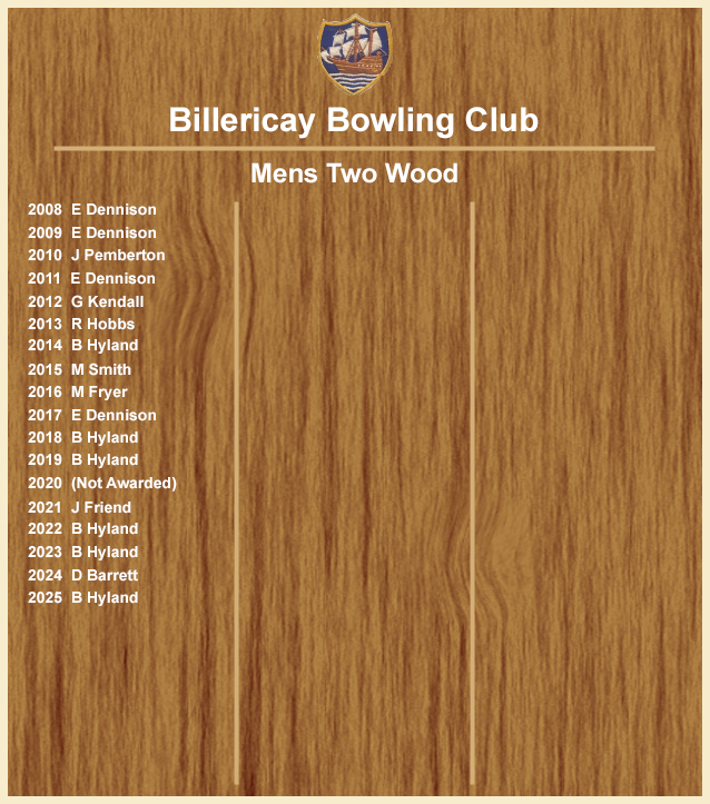 Billericay Bowling Club Mens Two Wood