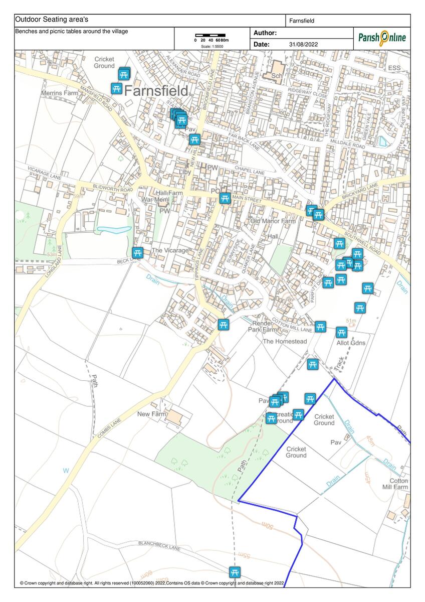 Farnsfield Parish Council East Side Bench Map