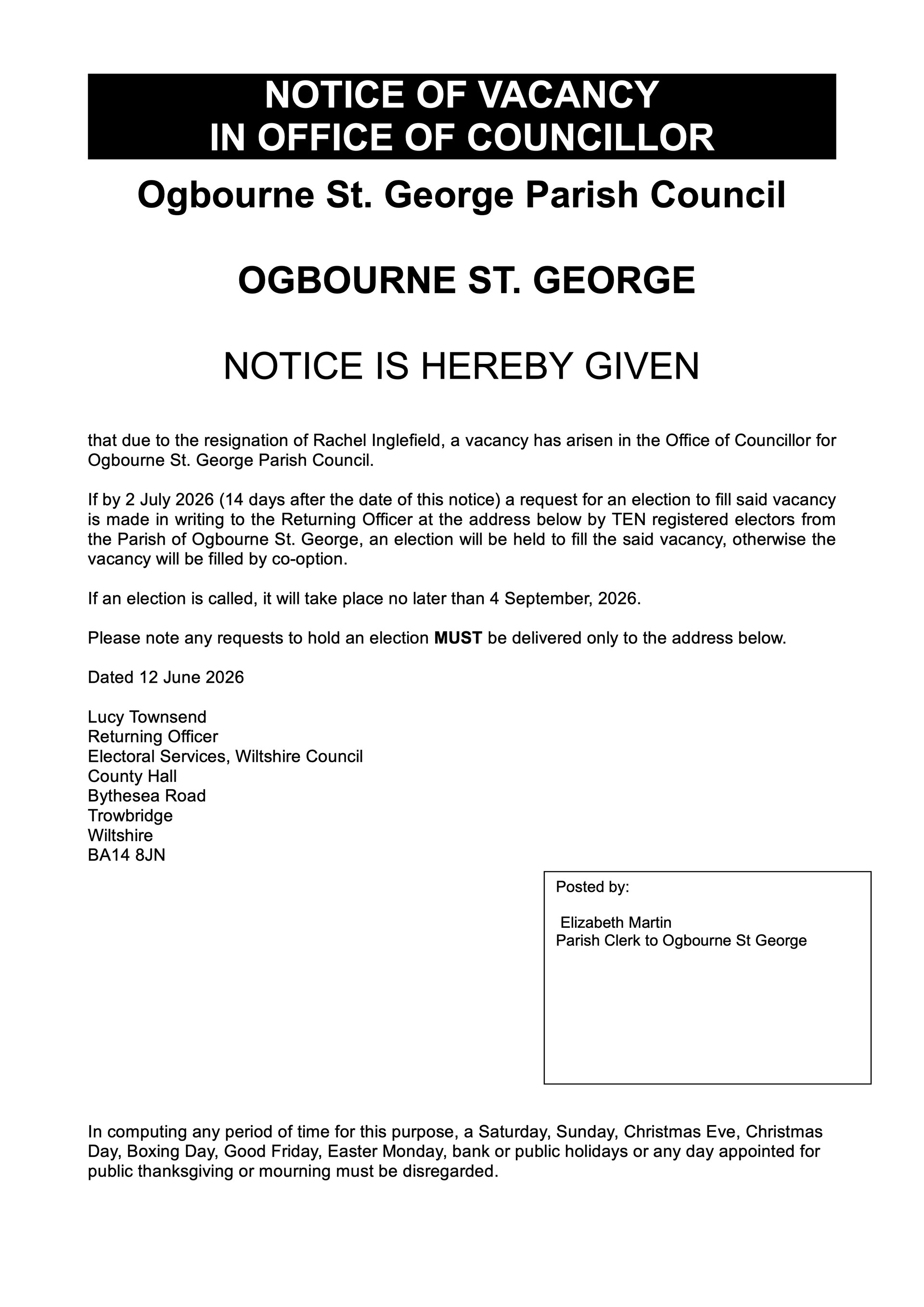 Ogbourne St George Parish Council Home