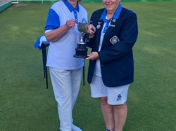Ladies Pairs winners Maggie Porter and Sheila Upjohn