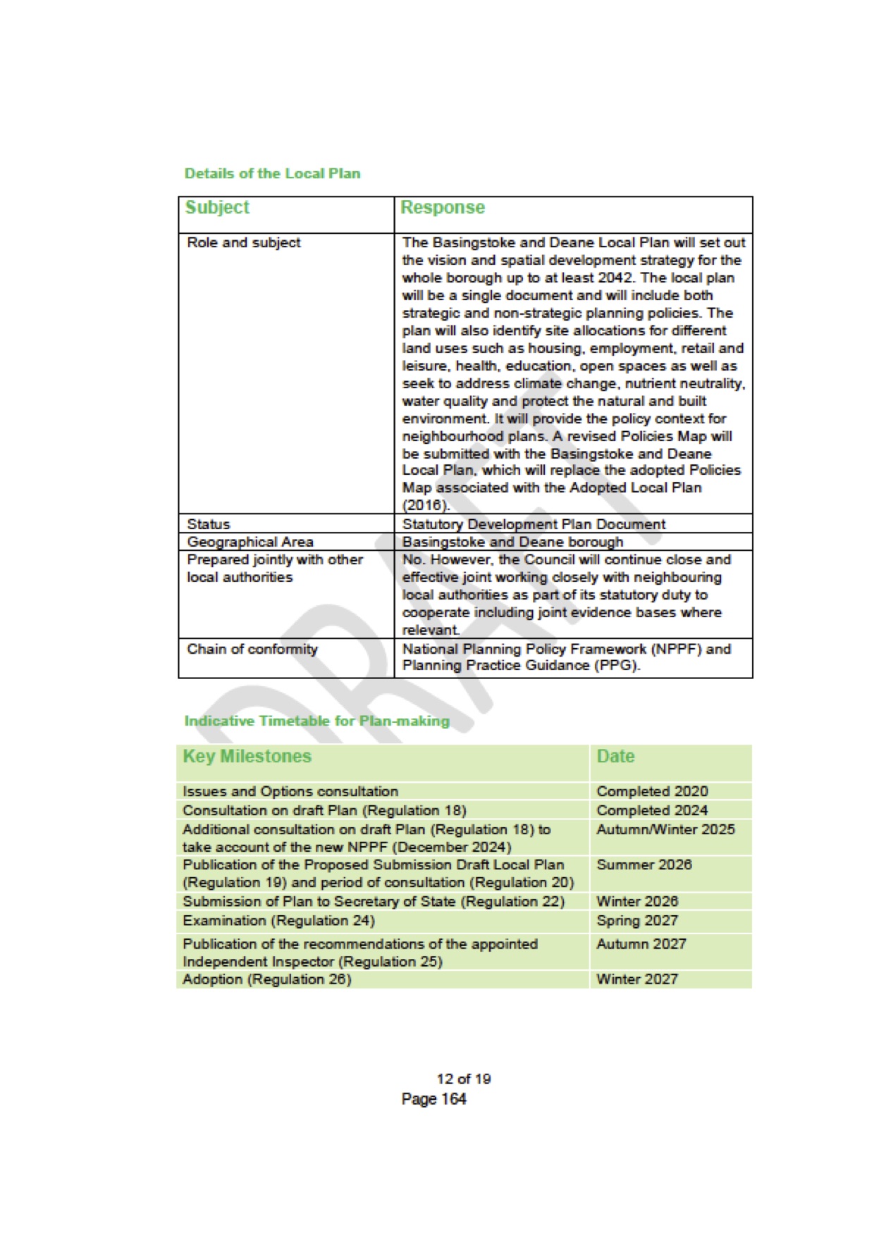 Mapledurwell & Up Nately Parish Council BDBC Local Plan