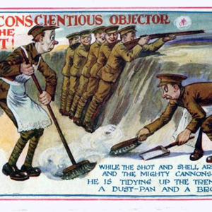 Post card mocking conscientious objectors