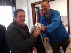 TERRY BRAMLEY WITH AWARD PRESENTED BY KEVIN BATES