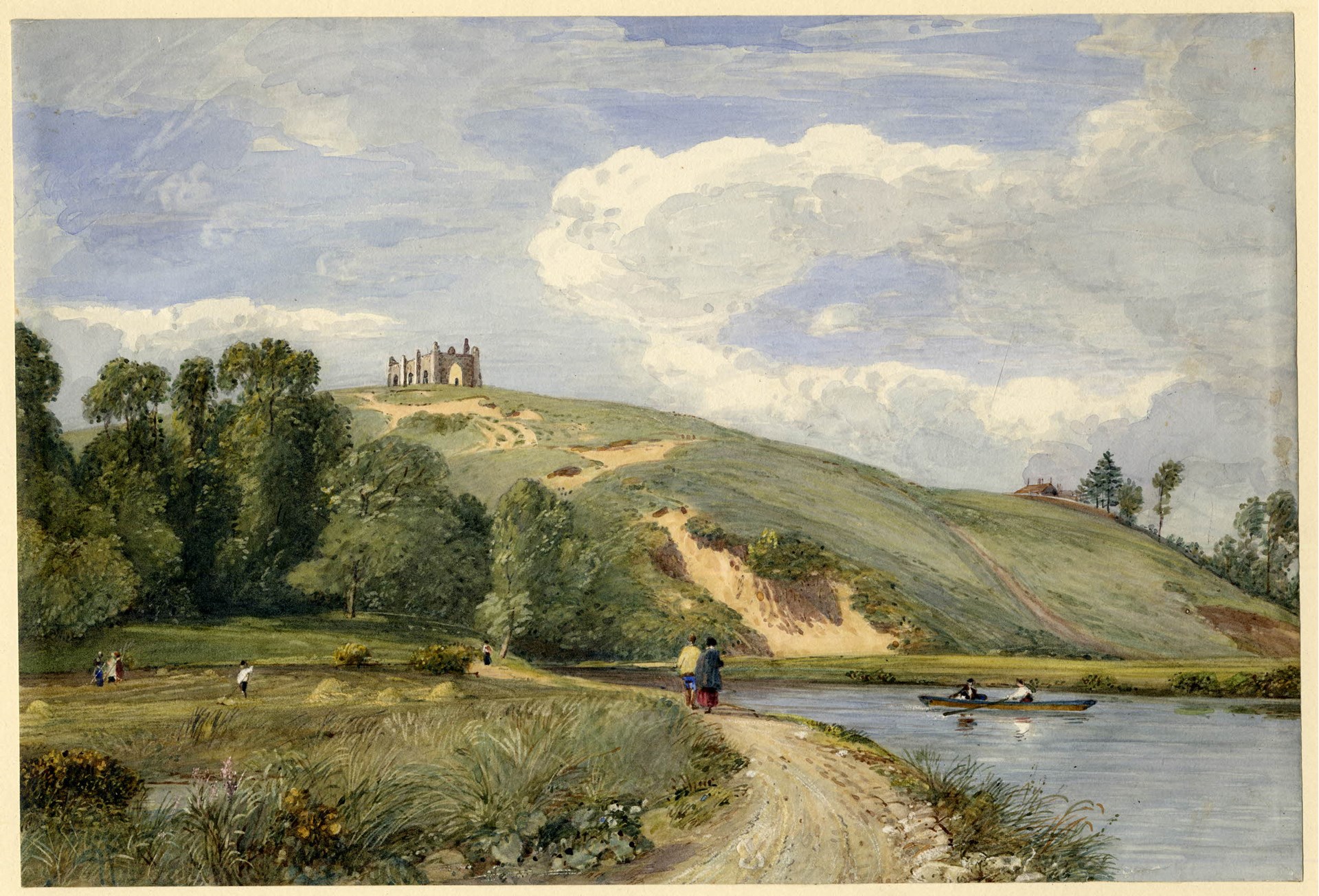 This lovely watercolour of St Catherine's Hill viewed from the meadows is by a rather more obscure artist, Francis Oliver Finch (1802 - 1862), and is reproduced by permission of the British Museum.
