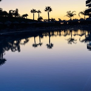 Tranquil pool at twilight