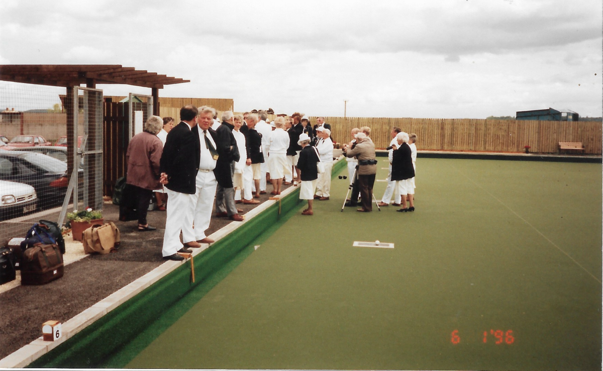 Side view of the green opening on June 1st 1996. Shelter not yet built though the pergola has.