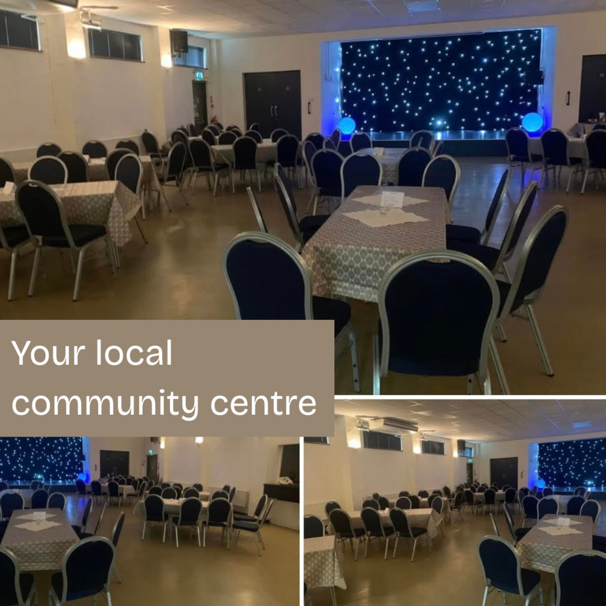 Please note, table cloths not included.