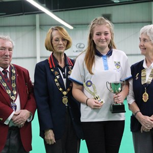 Lorna receives her Senior and Overall Winner's Trophies