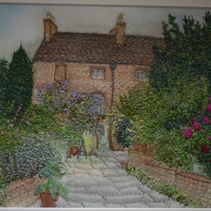 'Erasmus Darwin House Garden' Silk and Stitch by Claire M Turner