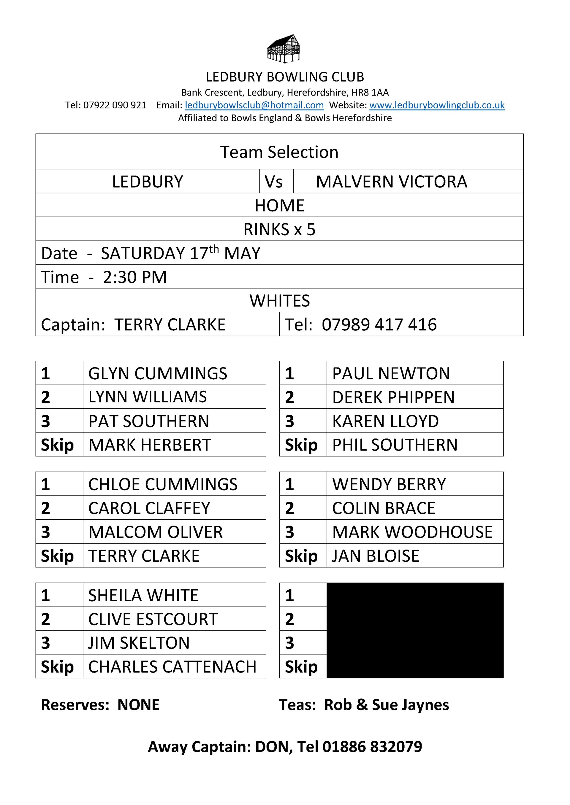 Ledbury Bowling Club Malvern Victoria 17th May - Home