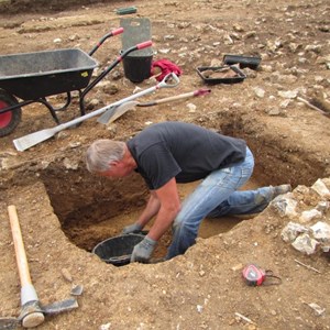 Gary with another spectacularly precise hole in the ground