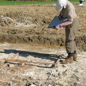Gill’s task to meticulously draw the foundations and debris of our little Roman mystery building using a grid before we can excavate.