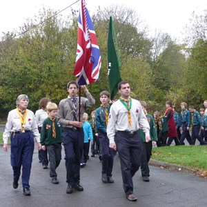 Oakley Scout Group marching to the 2009 service