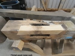 Finial post new oak timber inserted