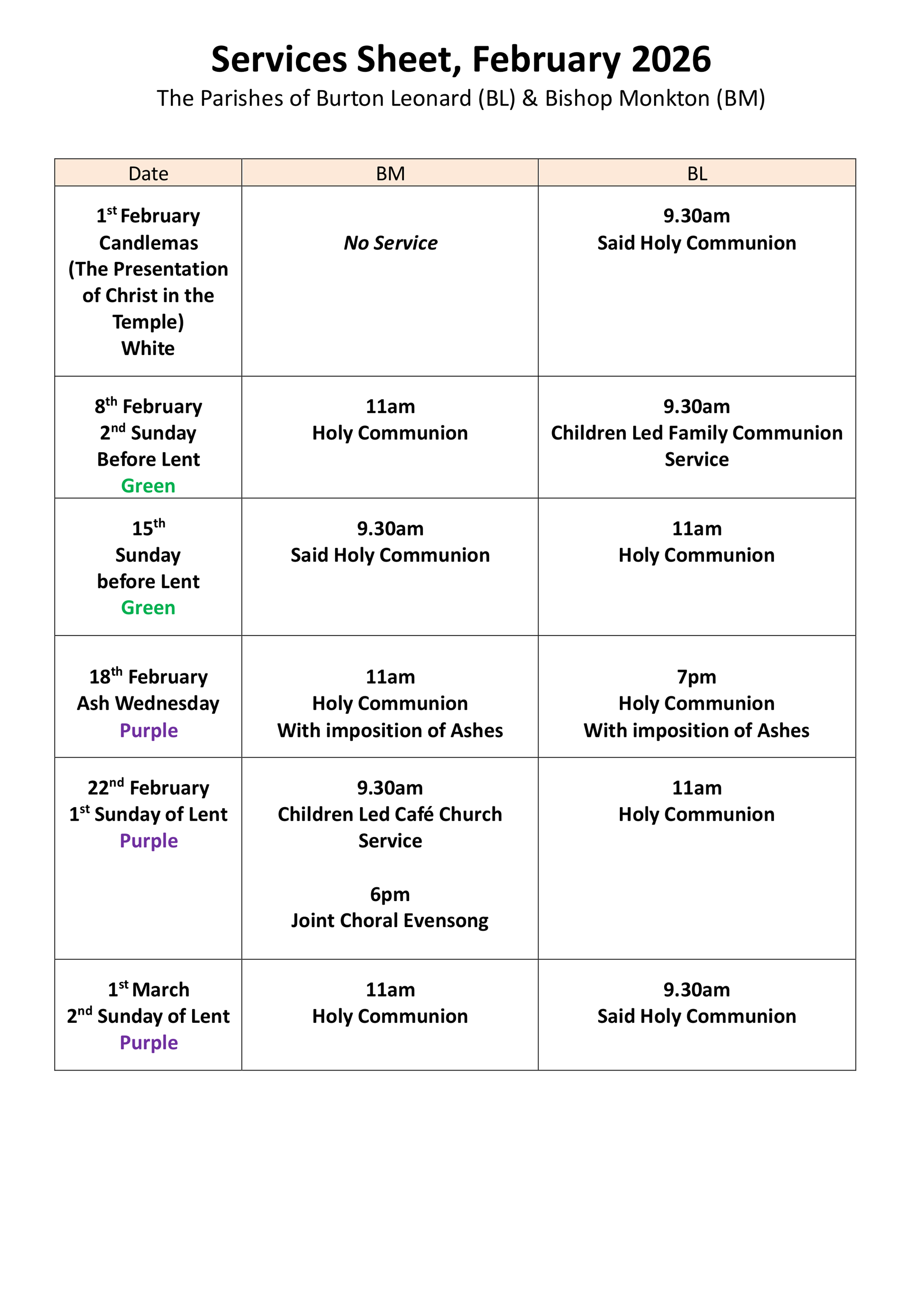 BISHOP MONKTON TODAY Vicar's Monthly Letter/Events/Services