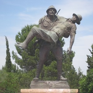 Statue erected by the people of Turkey showing kinship to the Fallen of all nations, Gallipoli
