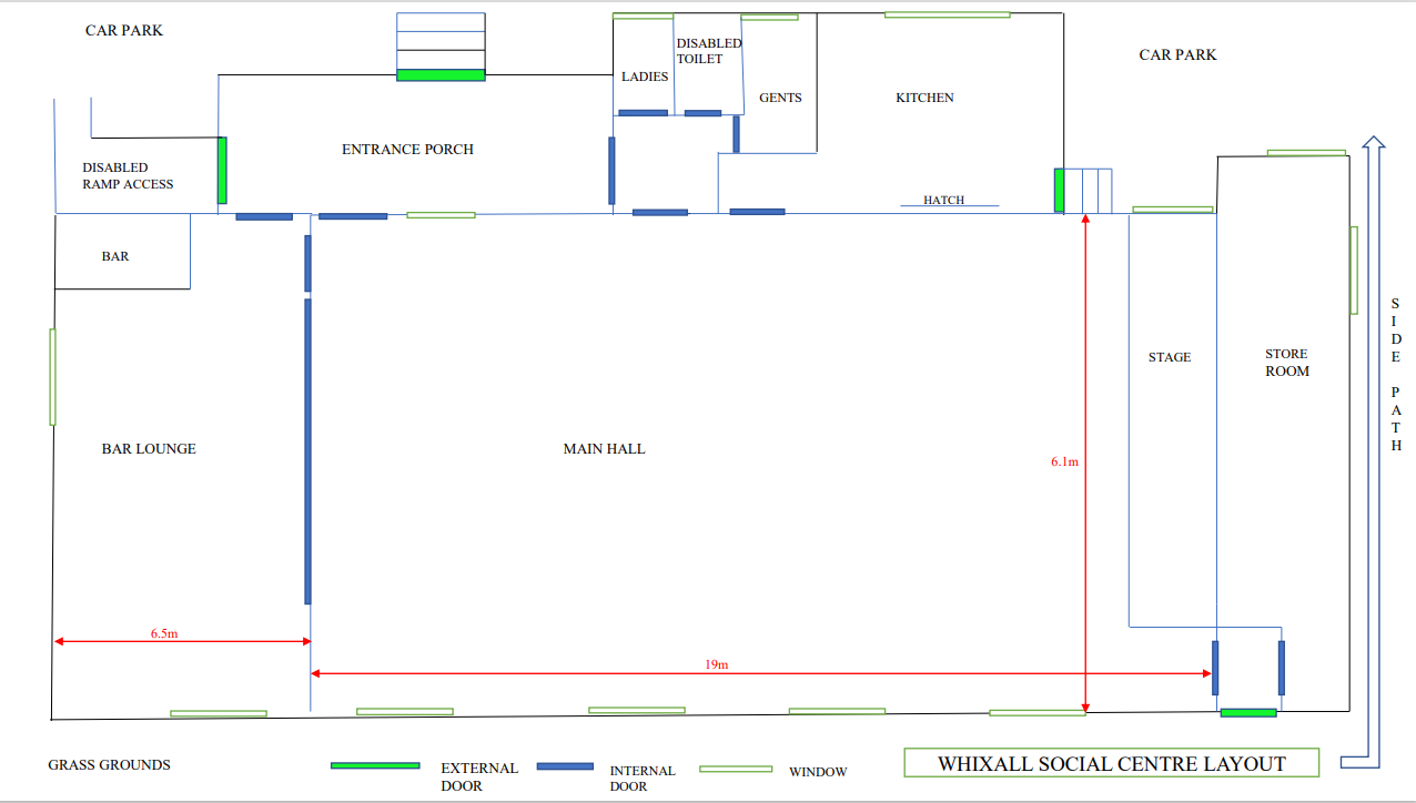 Whixall Social Centre Hall Layout